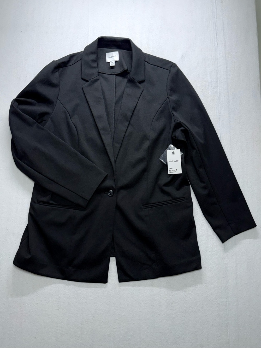 Nine West Black Single-Button Notch-Lapel Blazer